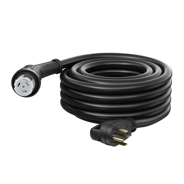 Dylux 50A RV Power Extension Cord with Handle - 30 FT with  NEMA 14-50P (M) to SS2-50R (F) Locking Connector