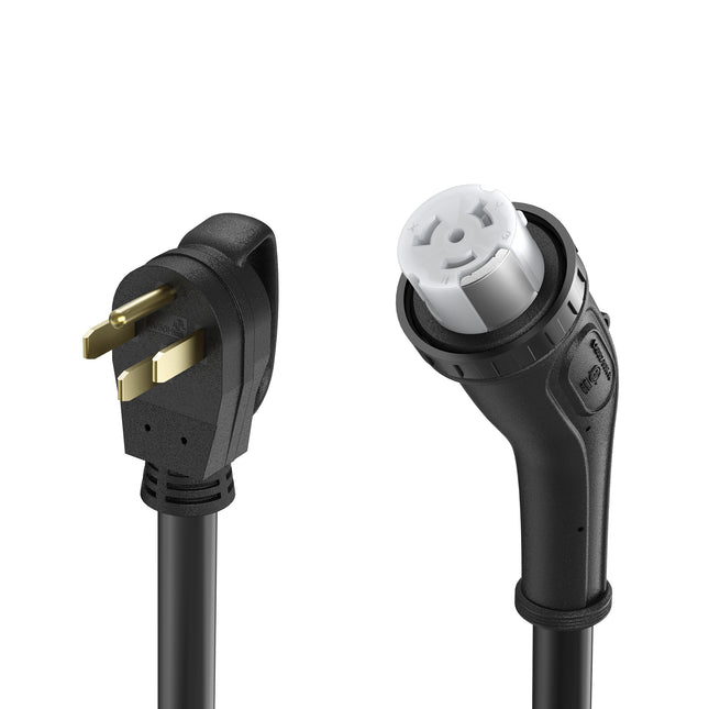 Dylux 50A RV Power Extension Cord with Handle - 30 FT with  NEMA 14-50P (M) to SS2-50R (F) Locking Connector