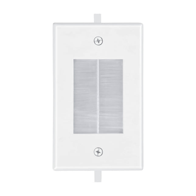 Dylux Brush Wall Plate with Wings - Tool-Free Install, No Back Box Needed