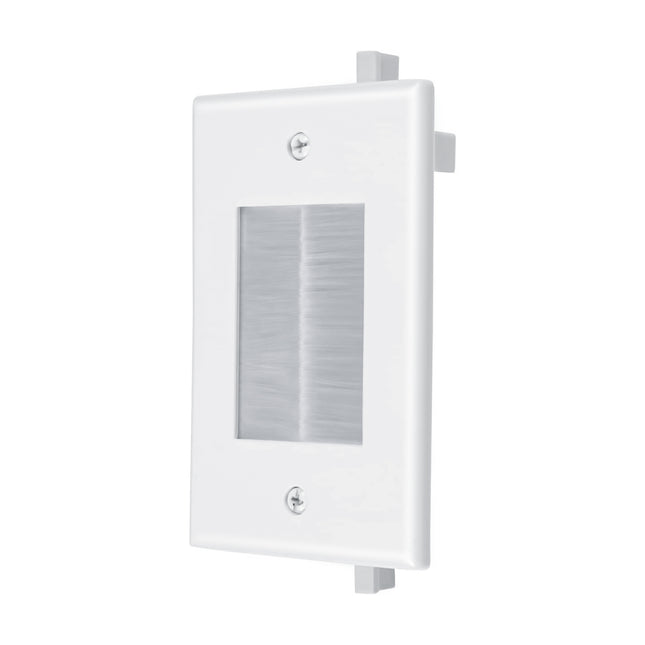 Dylux Brush Wall Plate with Wings - Tool-Free Install, No Back Box Needed