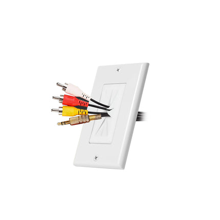 Dylux Single Gang Cable Pass Through Wall Plate with Flexible Silicone Slot – White