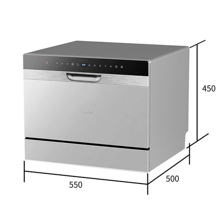 Dylux Portable Countertop/Semi Built In Dishwasher – 6 Place Settings, 5 Program Options, Quiet Operation