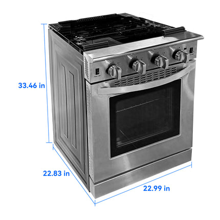 Dylux Compact 23" LP Gas Range for RVs – 3-Burner Cooktop with 3.25 cu. ft. Convection Oven
