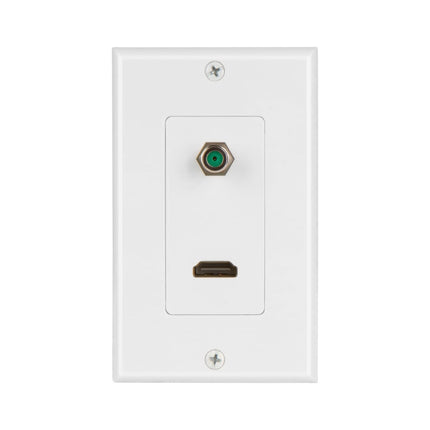 Dylux 2-Port Decora Wall Plate – HDMI 2.0 (5.12in Cable) + F81 3GHz Coax Adapter