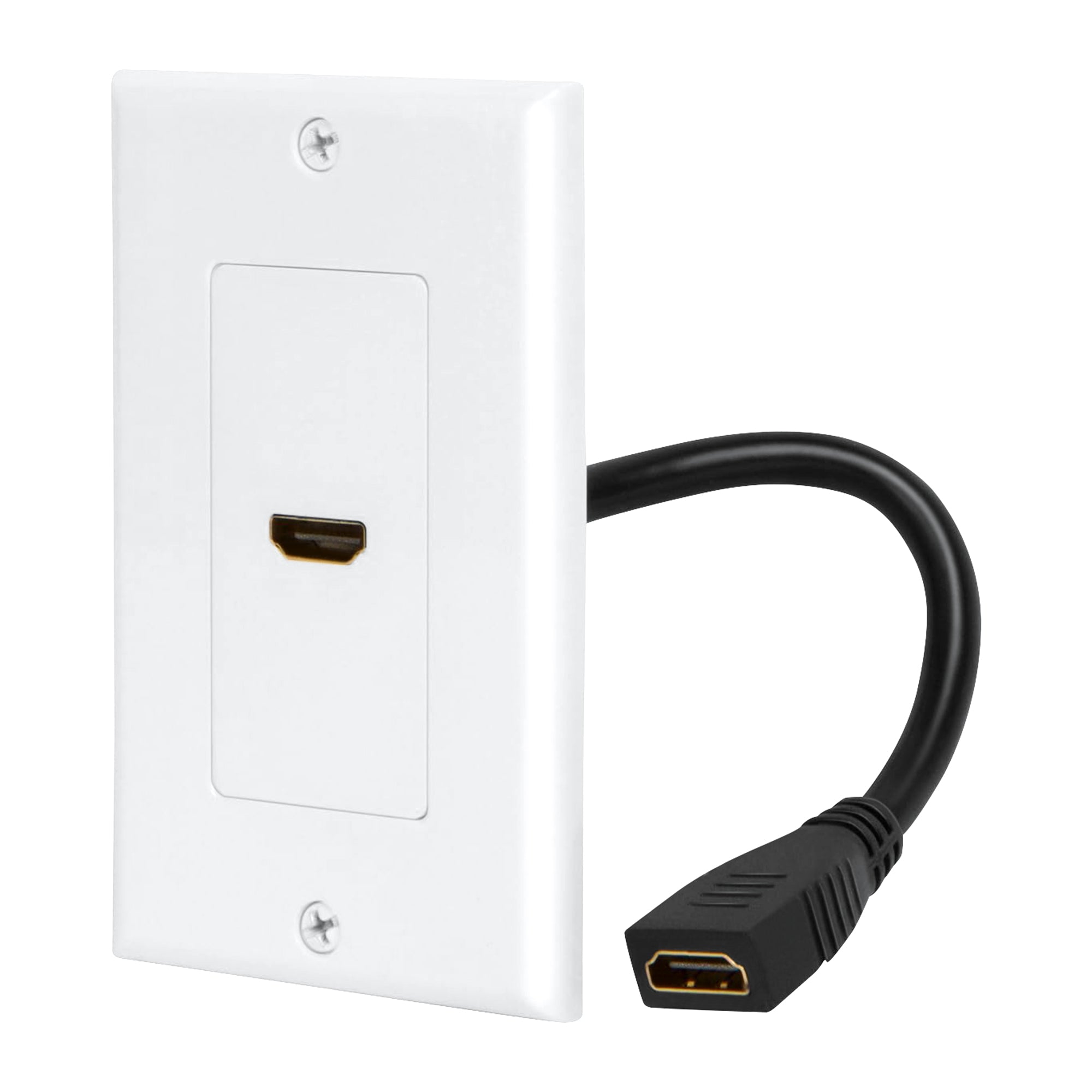 Dylux 1-Port HDMI 2.0 Wall Plate with 5.12in Female-to-Female Extension Cable