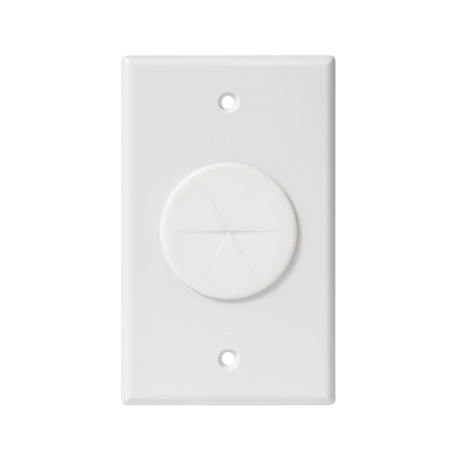 Dylux Single Gang Cable Pass Through Wall Plate with Flexible Silicone Slot – White