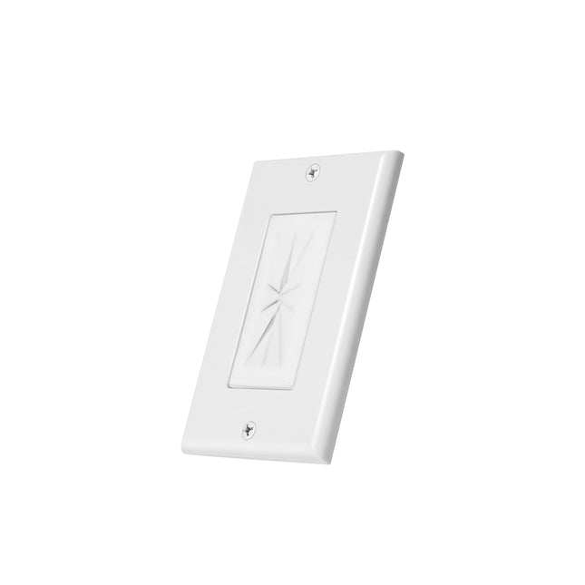 Dylux Single Gang Cable Pass Through Wall Plate with Flexible Silicone Slot – White