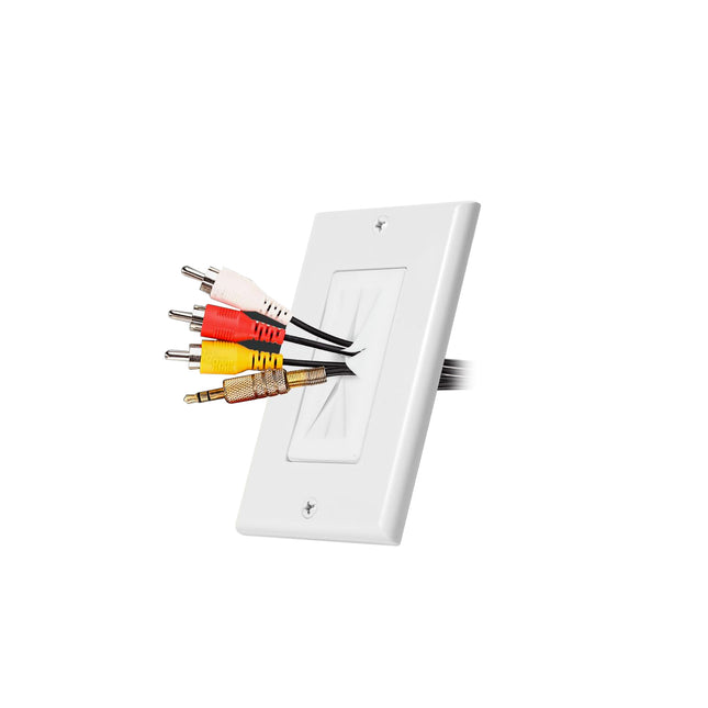 Dylux Single Gang Cable Pass Through Wall Plate with Flexible Silicone Slot – White