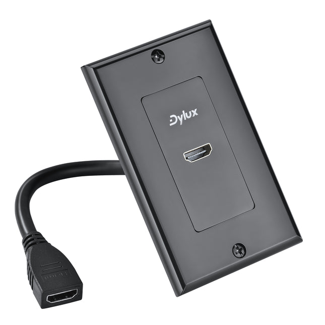 Dylux 1-Port HDMI 2.0 Wall Plate – 6.3in Female-to-Female Cable, 4K/3D/ARC Support