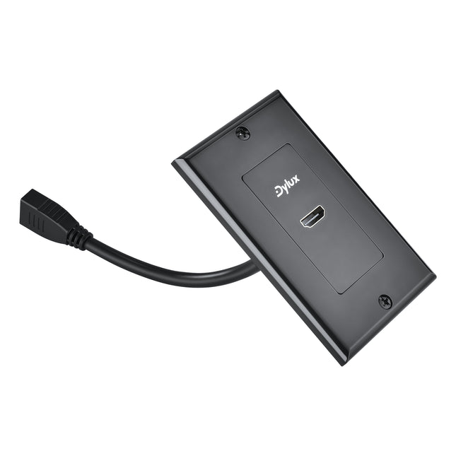 Dylux 1-Port HDMI 2.0 Wall Plate – 6.3in Female-to-Female Cable, 4K/3D/ARC Support