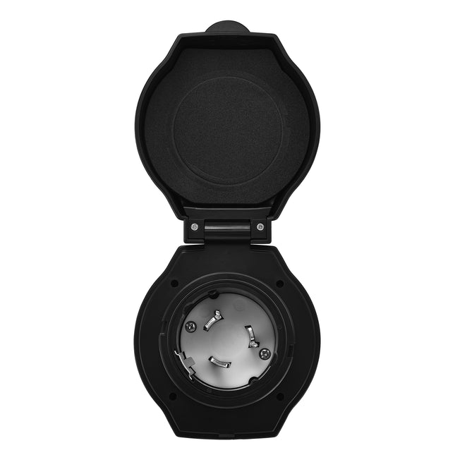 Dylux RV 125/250V 50A Twist-Lock Power Inlet with 3-Prong Plug, LED Indicator & ETL Listed – For RVs and Boats