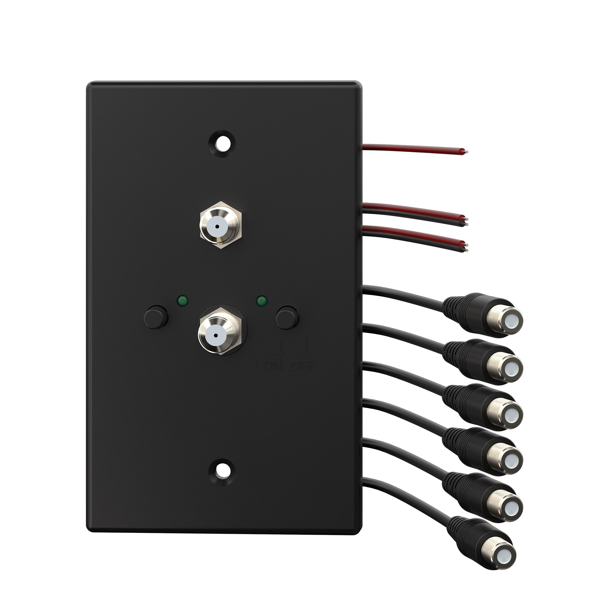 Dylux Wall-Mount TV & FM/AM Signal Distributor – 4 TV Outputs, 1 FM & AM Radio Output, Dual Input Switch, Built-in 12V Power