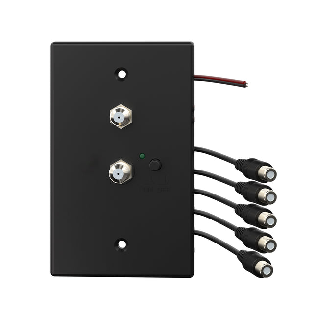Dylux Wall-Mount TV Signal Distributor – 4 TV Outputs, Dual Input Switch, Built-in 12V Power