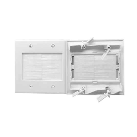 Dual Gang Brush Wall Plate Fixed Bracket on Backside with Template