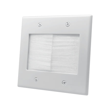 Dual Gang Brush Wall Plate Fixed Bracket on Backside with Template