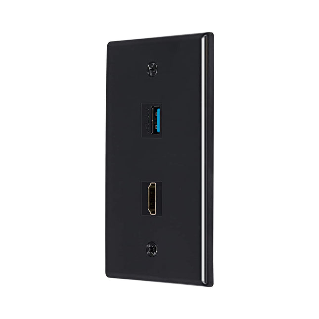 Dylux 2-Port Wall Plate-HDMI 2.0 (4K HDR) + USB 3.0 (Fast Charging)