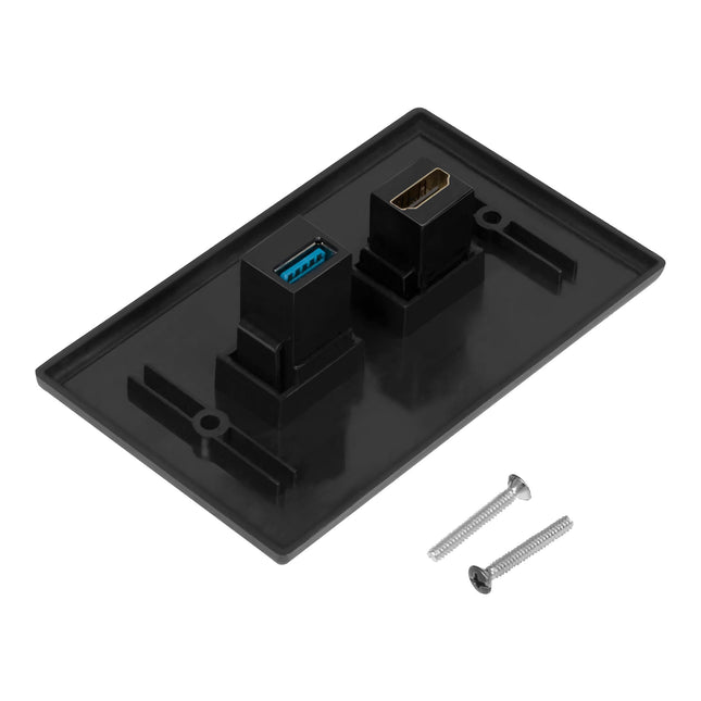 Dylux 2-Port Wall Plate-HDMI 2.0 (4K HDR) + USB 3.0 (Fast Charging)
