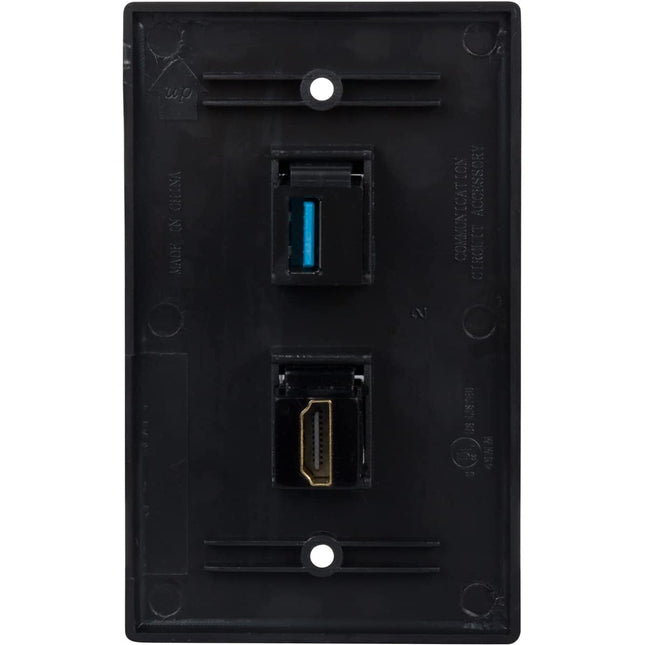 Dylux HDMI 2.0 & USB 3.0 Wall Plate - 4K HDR Compatible with Fast Charging