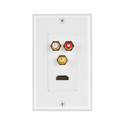 HDMI Wall Plate with 3 RCA Female to Female Adapters Gold Plated