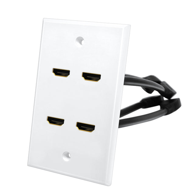 HDMI Wall Plate with 4 HDMI F-F 5.12in Short Cable HDMI Version 2.0