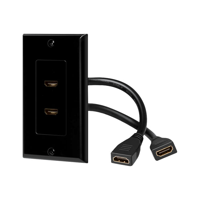 Dylux 2-Port HDMI 2.0 Wall Plate with 5.12in Female to Female Extension Cable
