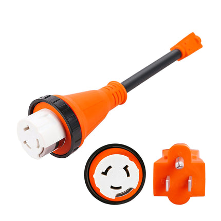 Dylux RV Power Pigtail Adapter – 12 Inch, Fixes Power Mismatches Between Inlet, Cord & Source