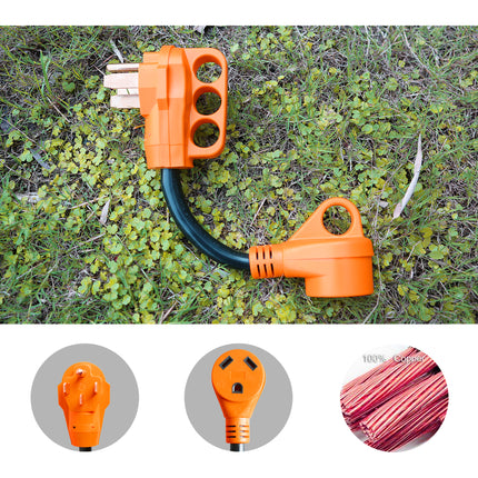 Dylux RV Power Pigtail Adapter – 12 Inch, Fixes Power Mismatches Between Inlet, Cord & Source