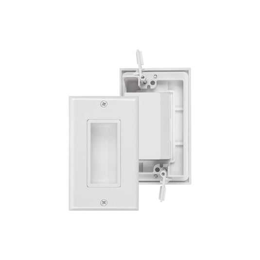 Recessed Low Voltage Cable Through Wall Plate with Installation Anchor(NO Need Back Box/Bracket) and Side Opening