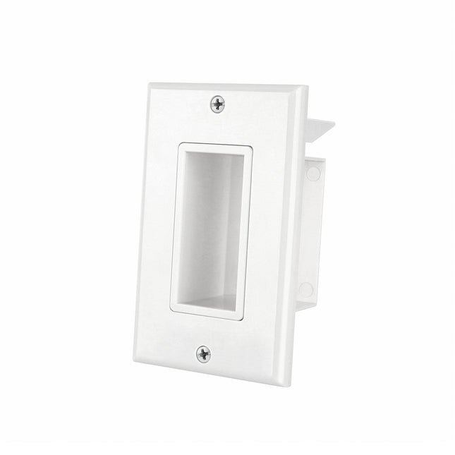 Dylux Recessed Low Voltage Cable Wall Plate with Side Opening | Includes Anchor, No Back Box Required